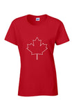 MAPLE LEAF -  OUTLINE - WT  - Ladies Tee