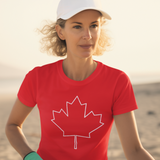 MAPLE LEAF -  OUTLINE - WT  - Ladies Tee