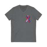 HAITI STRONG - RIBBON - Unisex Jersey Short Sleeve V-Neck Tee