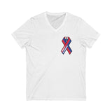 HAITI STRONG - RIBBON - Unisex Jersey Short Sleeve V-Neck Tee