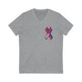 HAITI STRONG - RIBBON - Unisex Jersey Short Sleeve V-Neck Tee