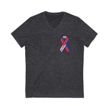 HAITI STRONG - RIBBON - Unisex Jersey Short Sleeve V-Neck Tee