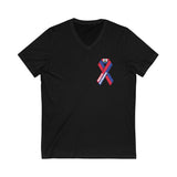 HAITI STRONG - RIBBON - Unisex Jersey Short Sleeve V-Neck Tee