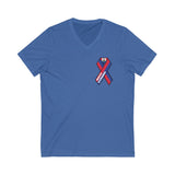 HAITI STRONG - RIBBON - Unisex Jersey Short Sleeve V-Neck Tee